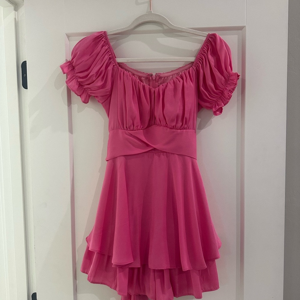 Elegant Pink Off-Shoulder Mini Dress